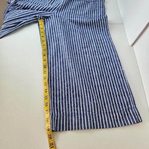 Beachlunchlounge Linen Blend Striped Jumpsuit Womens Small Wide Leg Cropped - Picture 12 of 12